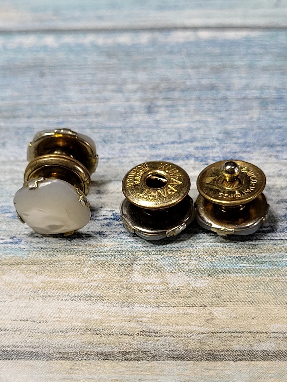 B & W Co. Mother of Pearl Kum-A-Part Cufflinks.
